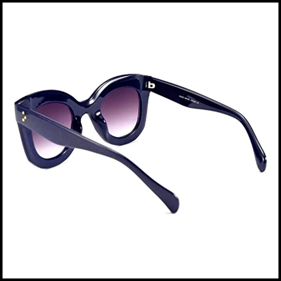 Retro Oversized Square Horn Sunglasses Semi Cat Eye Butterfly Glass Bold Frame main image 7